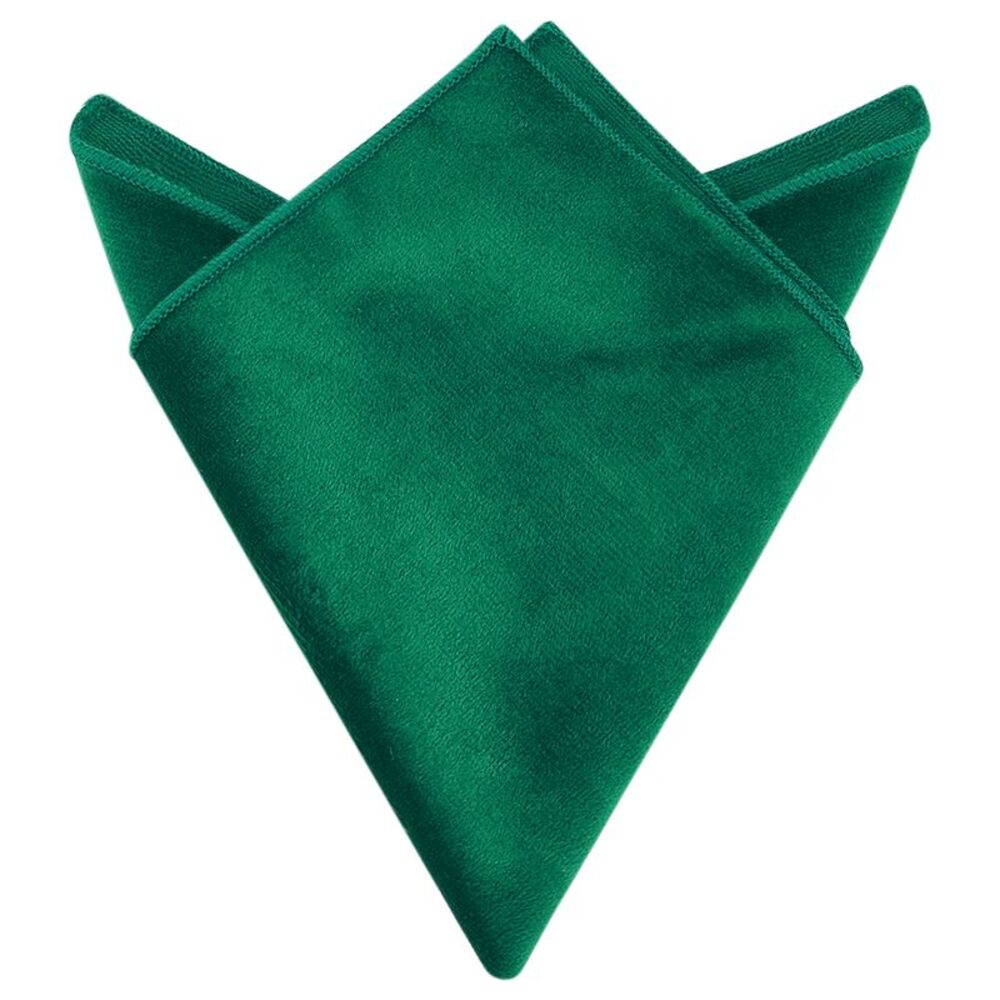 Velvet Self Fold Solid Color Pocket Square for Suit Formal Green